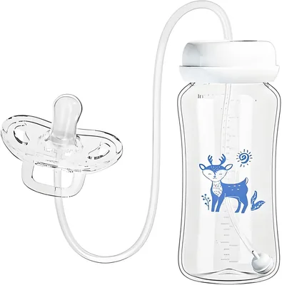 Tube-Connected Nipple Baby Bottle - Blue