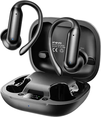 Fone de Ouvido Sem Fio Bluetooth 6.0 OWS Open Ear, Preto, 4h de Música, 60h de Standby