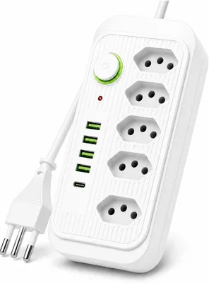 Extensão Elétrica 5 Tomadas com USB e USB-C