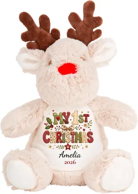 Devarapalli Studio Reindeer Soft Toy - Personalised First Christmas Gift