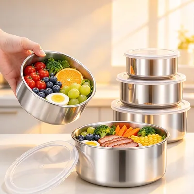 5 Pcs Stainless Steel Food Storage Containers with Lids