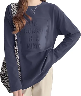 Women's Long Sleeve T-Shirt, Loose Slimming x Hides Your Buttocks, Top | 3D logo enhances your eyes 