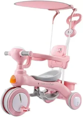 Kids Tricycle Stroller with Canopy, Lights & Music