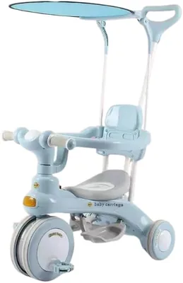 Kids Tricycle Stroller with Canopy, Lights & Music