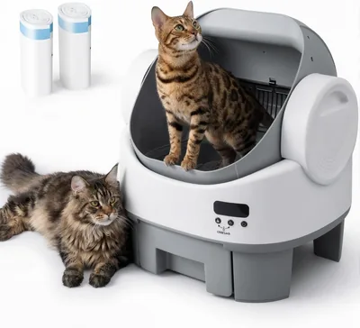 WARCAT Automatic Litter Box Open Top Gray&White