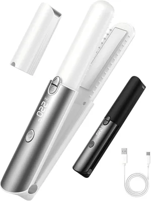 コードレスミニヘアアイロン 2027年モデル、LCDリアルタイム温度表示、ストレートアイロン、ポータブルバングス、6000
