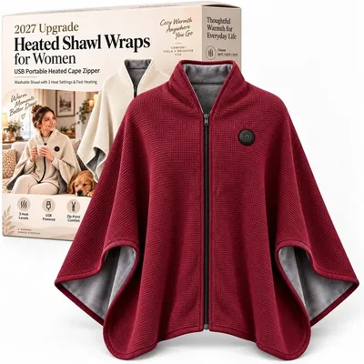 Heated Shawl Wrap Red - Cordless Comfort