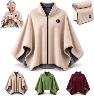 2027 Heated Shawl Wraps USB Poncho - 3 Heat Settings