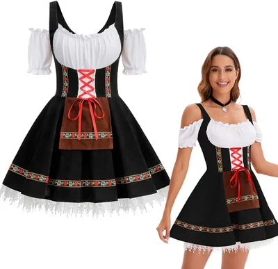 AUTOWT Oktoberfest Dirndl Dress - Women's Bavarian Costume