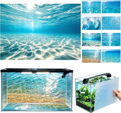 アクアリウムバックスクリーン 静電気背景ポスター 海 静電接着 | アクアリウム背景シート、3D効果、PVC、防水