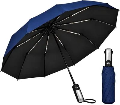 Guarda-Chuva Automático 10 Varetas Reforçado Dobrável Resistente ao Vento | Proteção UV e Blackout, Compacto, Portátil para B