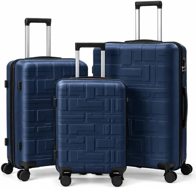 3 Piece PP Hard Shell Luggage Set - 20/24/28 Inch Suitcases