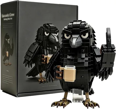 Sarcastic Coffee Crow Building Block Set - Black Bird Decor