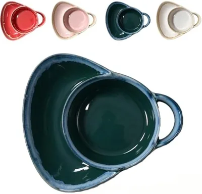 Ceramic Soup Bowl Plate - Blue-Black