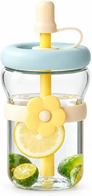 Minhaj Homeware Glass Tumbler Bottle 400ml Teal