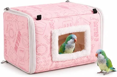 ココパウ 鳥の巣 鳥用ベッド パラケート用 冬 暖かい 隠れ家 キャンバスとブラシ素材 厚い二重壁
