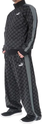 [プーマ] ジャージ メンズ 上下セット 698635 | CORE HERITAGE コアヘリテージ 復刻 モノグラム 総柄 ワイドパンツ サイドライン トラックスーツ トラックジャージ 黒