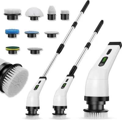 電気掃除ブラシ バスポーラー ターボプロ　9種類のブラシヘッド付き 手持ちタイプ