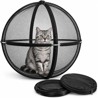 Giant Hamster Ball for Cats, Rolling Outdoor Cat Enclosure 18in-Small | Portable Rolling Mesh Cat En