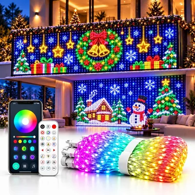 Cortina de luces LED inteligentes, Luces de Navidad 2M x 2M con patrones animados