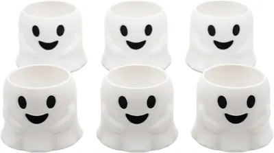 Kit de 6 Fantasmas Dulceros para Halloween, Recipientes Decorativos Blancos