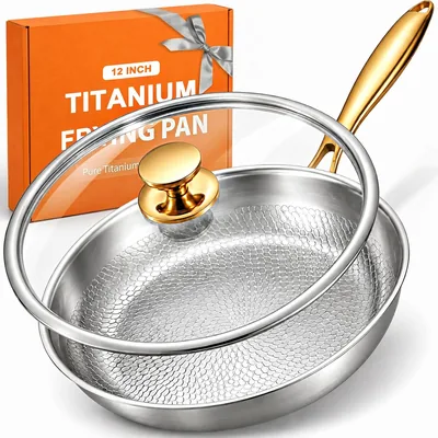 Titanium Frying Pan Pro 12in - Food Grade with Lid
