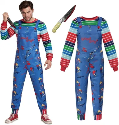 Halloween Killer Doll Costume Rainbow Striped Set