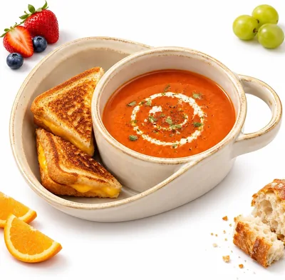 Ceramic Sandwich Bowl & Soup Plate Set - 2 Compartments