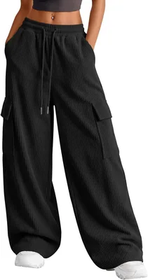 Shiketong Elastic Waist Corduroy Palazzo Pants - Women's Fall Winter