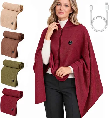 USB Heated Shawl Wrap - Red Hoodless