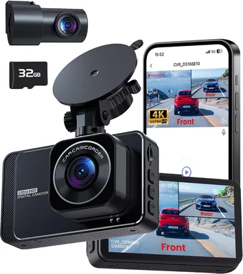 4K+2K Dash Cam Front Rear WiFi