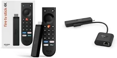Amazon Fire TV Stick 4K (newest model) bundle with Right Angle USB-C Ethernet Adaptor