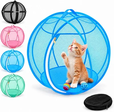 27インチ 猫ボール＆ハムスターボール ポップアップ屋外ケージ 折りたたみ式 通気性メッシュ