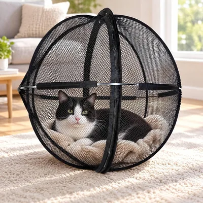 Portable Outdoor Cat Enclosure - Black 27" Mesh