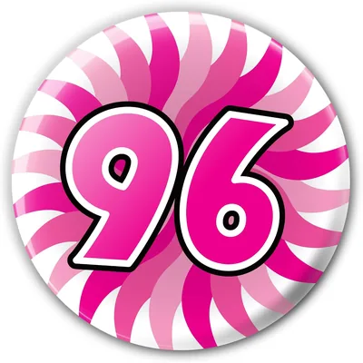 96th Birthday Badge - Pink Spiral 76mm