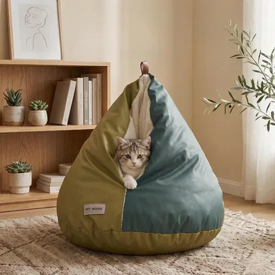 鶏のお尻の形をした猫用寝袋 ドーム型 冬用 保温設計 小型犬にも最適