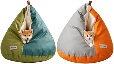 アイシャバ 猫ベッド 冬、温かい猫ハウス、スリーピングバッグ、ドーム型ベッド | ペットベッド
