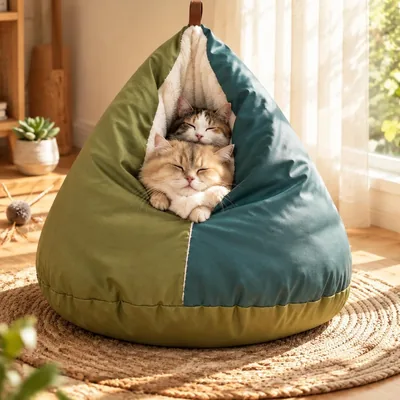猫用ハウス ドーム型 暖かい寝袋 冬用 | 猫ベッド 防寒 冬用ドームベッド