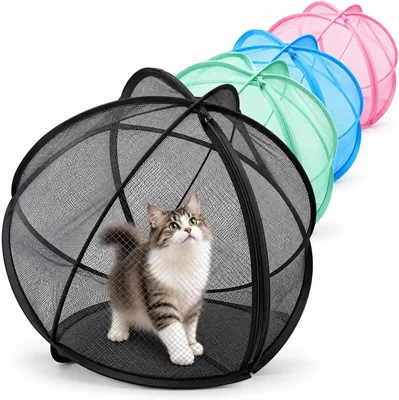 猫用プレイサークル 360度回転 ボール形 キャットテント 折りたたみ式 ポップアップタイプ