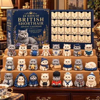 3D British Shorthair Advent Calendar 2026 - 24 Cat Figures