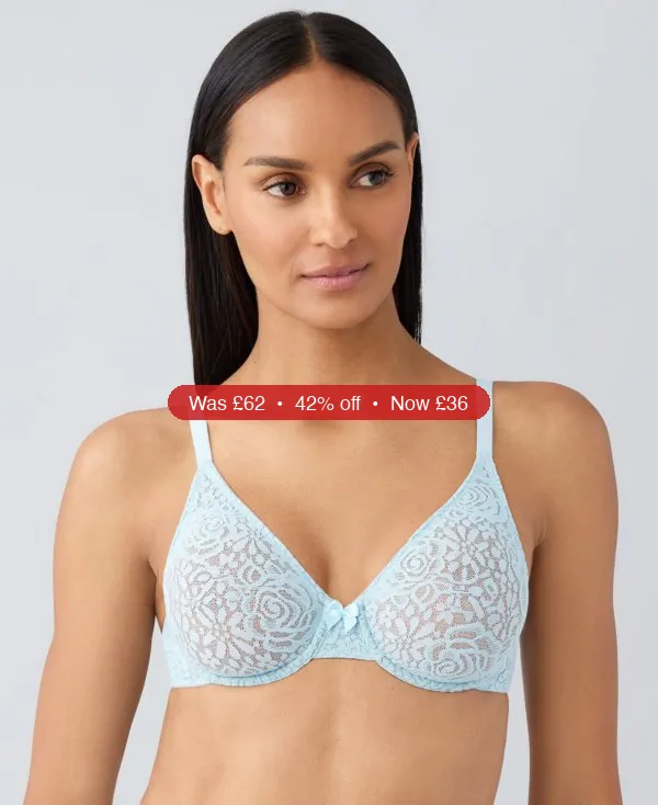 Wacoal Halo Lace Molded Underwire Bra 851205, Up To G Cup - 42% Off
