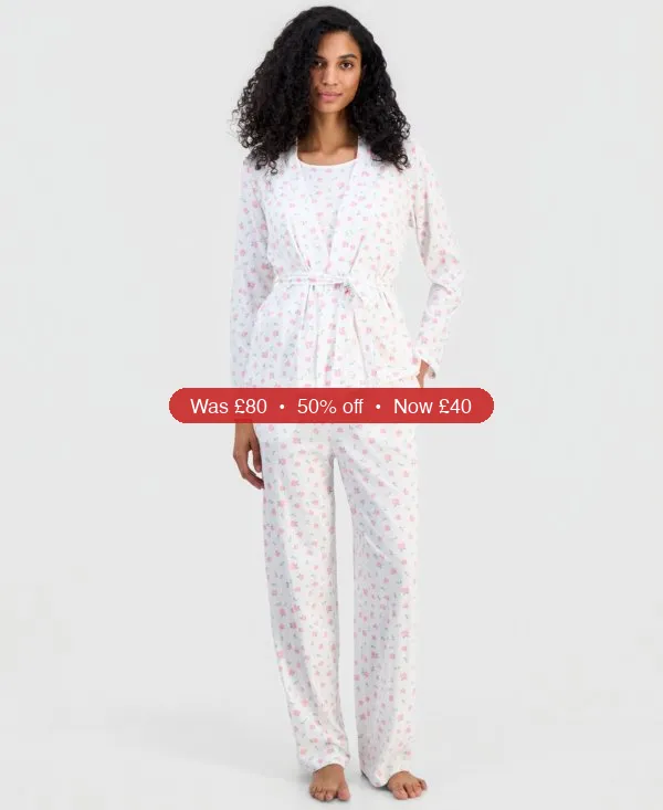 Charter Club Women's 3-Piece Cotton Pajama Set - 50% Off