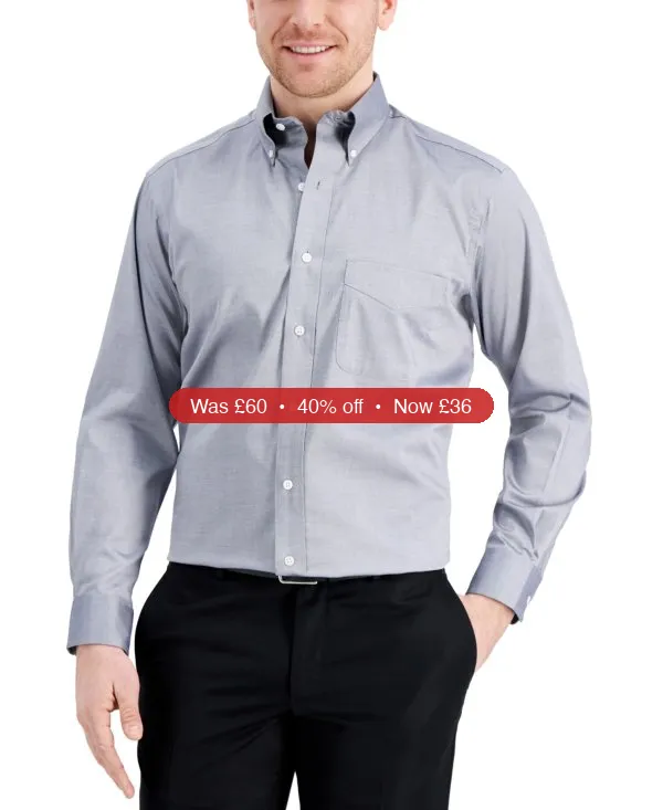 Club Room Men's Regular Fit Pinpoint Dress Shirt - 40% Off