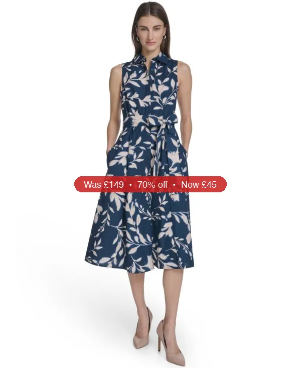 Calvin Klein Women's Collared Floral Midi Dress - 70% Off