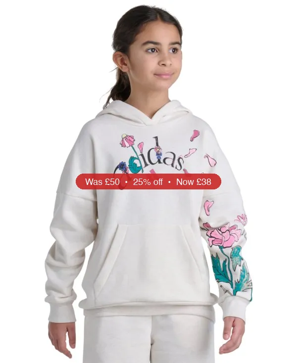 adidas Girls' 7-16 Long-Sleeve Graphic Fleece Hooded Sweatshirt - 25% Off