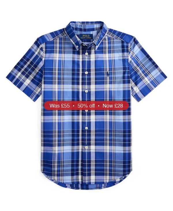 Polo Ralph Lauren Boys' 8-20 Gingham Poplin Short-Sleeve Shirt - 50% Off