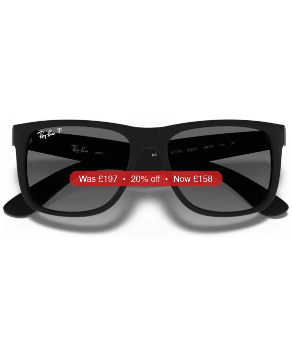 Ray-Ban Unisex Polarized Justin Gradient Sunglasses, RB4165 - 20% Off