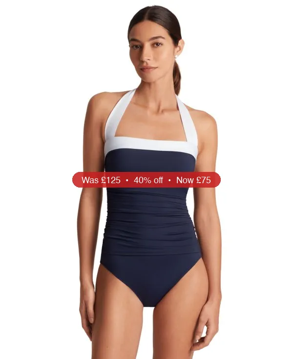 Lauren Ralph Lauren Shirred Bandeau One Piece Swimsuit - 40% Off