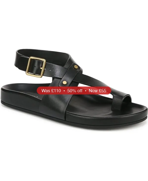 Franco Sarto Blair Toe Loop Round Toe Buckle Flat Sandals - 50% Off