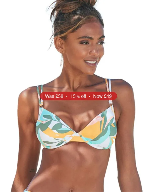 LASCANA Women's Printed Underwire Bikini Swimsuit Top Bra Sizing - 15% Off